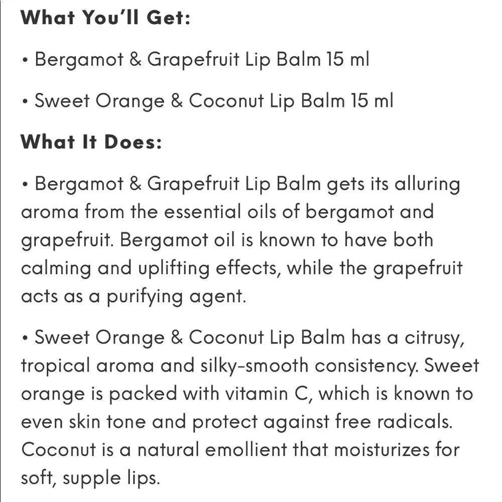 BALI Balm duoBergamotGrapefruitSweet OrangeCoconut